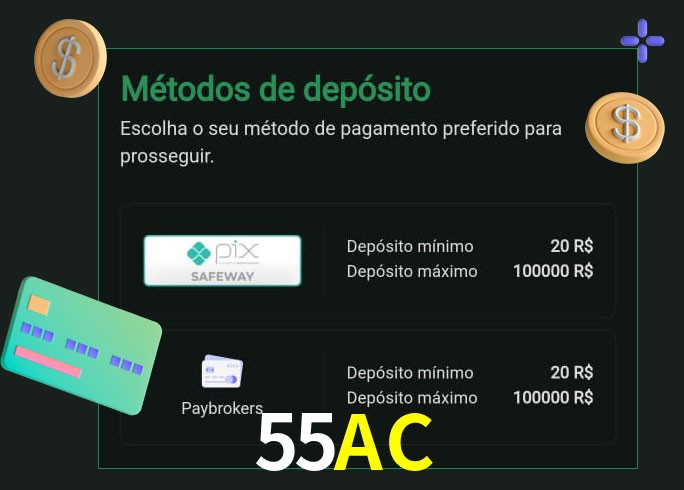 O cassino 55AC oferece uma grande variedade de métodos de pagamento